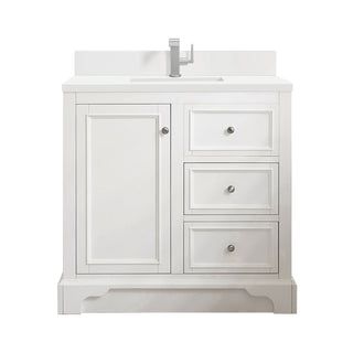 37.25 Inch De Soto Freestanding Vanity in Bright White / White Zeus Top