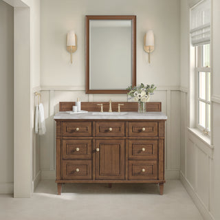 48 Inch Lorelai Freestanding Vanity in Mid-Century Walnut / Victorian Silver Top
