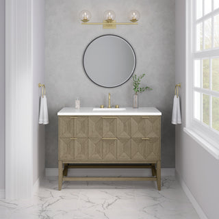 48 Inch Emmeline Freestanding Vanity in Pebble Oak / White Zeus Top