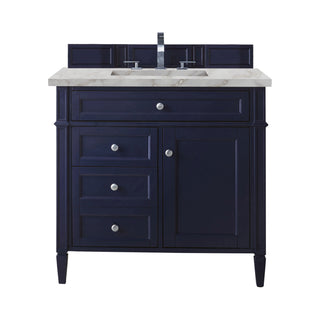 36 Inch Brittany Freestanding Vanity in Victory Blue / Victorian Silver Top