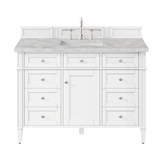 48 Inch Brittany Freestanding Vanity in Bright White / Victorian Silver Top