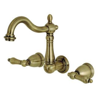 Heritage Wall-Mount Bathroom Faucet in Antique Brass