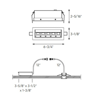 Recessed 5CCT linear with 5 mini swivel spot lights