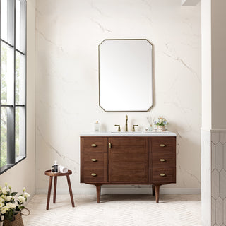48 Inch Amberly Dual Mount Vanity in Mid-Century Walnut / White Zeus Top