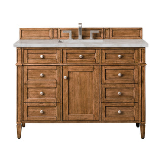 48 Inch Brittany Freestanding Vanity in Saddle Brown / Victorian Silver Top