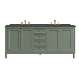 72 Inch Chicago Freestanding Vanity in Smokey Celadon / Charcoal Soapstone Top