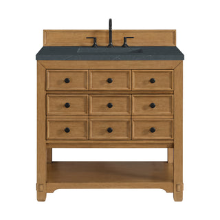 36 Inch Malibu Freestanding Vanity in Amber Birch / Charcoal Soapstone Top