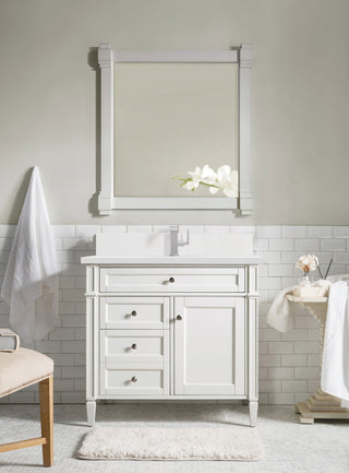 36 Inch Brittany Freestanding Vanity in Bright White / White Zeus Top