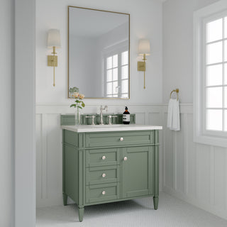36 Inch Brittany Freestanding Vanity in Smokey Celadon / White Zeus Top