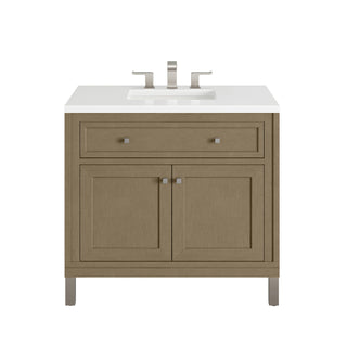 36 Inch Chicago Freestanding Vanity in Walnut Whisper / White Zeus Top