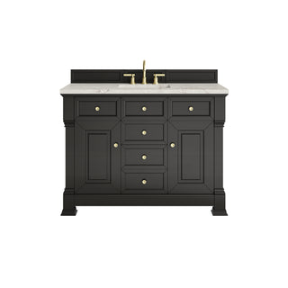 48 Inch Brookfield Freestanding Vanity in Black Onyx / Victorian Silver Top