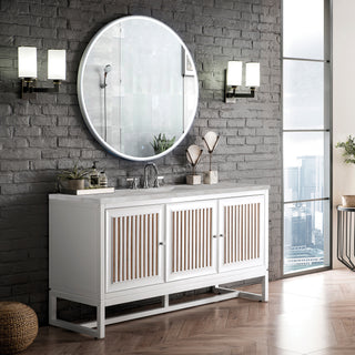 60 Inch Athens Dual Mount Vanity in Glossy White / Victorian Silver Top