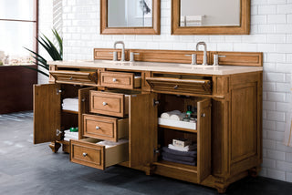 72 Inch Bristol Freestanding Vanity in Saddle Brown / Eternal Marfil Top