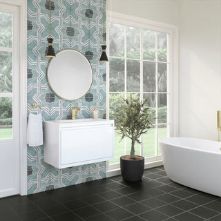31.5 Inch Mantova Freestanding Vanity in Glossy White / Glossy White Top