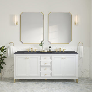 72 Inch Chicago Freestanding Vanity in Glossy White / Charcoal Soapstone Top