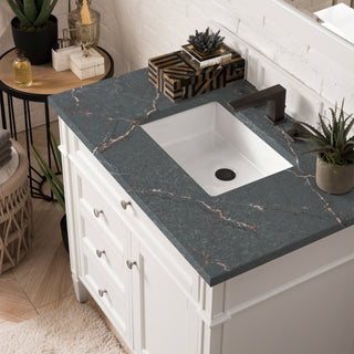 36 Inch Brittany Freestanding Vanity in Bright White / Parisien Bleu Top