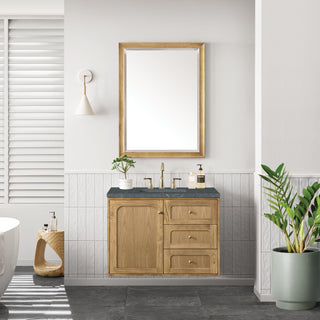 36 Inch Laurent Dual Mount Vanity in Light Natural Oak / Parisien Bleu Top