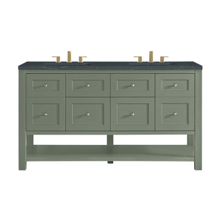 60 Inch Breckenridge Freestanding Vanity in Smokey Celadon / Charcoal Soapstone Top