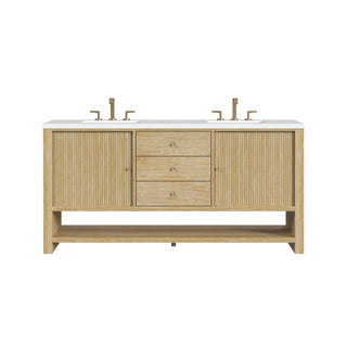 72 Inch Marigot Freestanding Vanity in Sunwashed Oak / White Zeus Top
