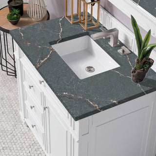 36 Inch Bristol Freestanding Vanity in Bright White / Parisien Bleu Top