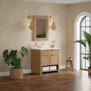 36 Inch Solene Freestanding Vanity in Seaside Oak / Arctic Fall Top
