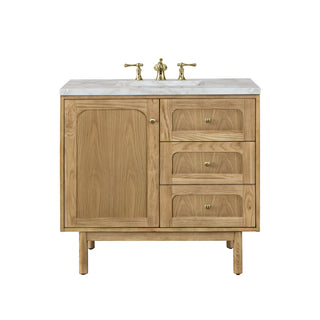 36 Inch Laurent Dual Mount Vanity in Light Natural Oak / Victorian Silver Top