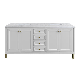 72 Inch Chicago Freestanding Vanity in Glossy White / Carrara White Top