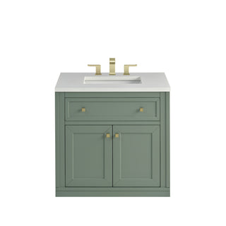 30 Inch Chicago Freestanding Vanity in Smokey Celadon / White Zeus Top