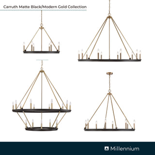 Carruth 1 - Light Chandelier Ceiling Light Matte Black Modern Gold