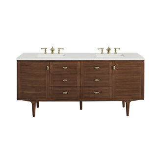 72 Inch Amberly Dual Mount Vanity in Mid-Century Walnut / Lime Delight Top