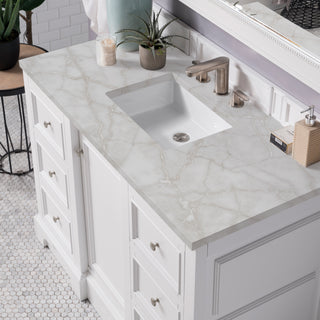 49.25 Inch De Soto Freestanding Vanity in Bright White / Victorian Silver Top