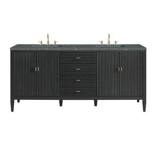 72 Inch Myrrin Freestanding Vanity in Carbon Oak / Parisien Bleu Top