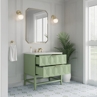 36 Inch Emmeline Freestanding Vanity in Pistachio / Lime Delight Top