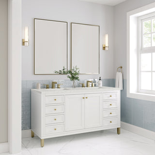 60 Inch Chicago Freestanding Vanity in Glossy White / Lime Delight Top