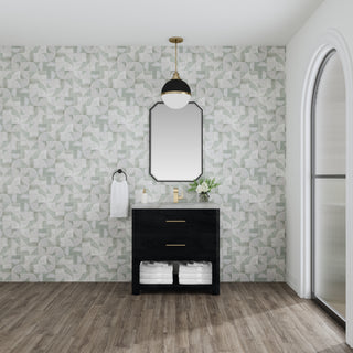 36 Inch Lucian Freestanding Vanity in Carbon Oak / Victorian Silver Top