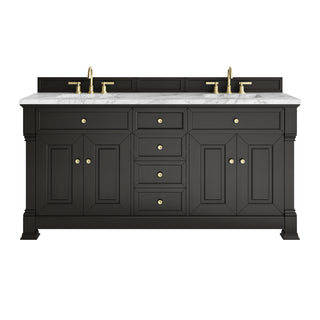 72 Inch Brookfield Freestanding Vanity in Black Onyx / Carrara White Top