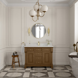 48 Inch Brookfield Freestanding Vanity in Honey Oak / White Zeus Top
