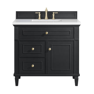 36 Inch Lorelai Freestanding Vanity in Black Onyx / White Zeus Top
