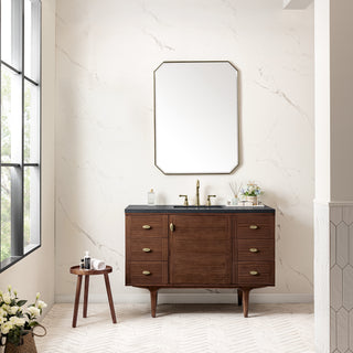 48 Inch Amberly Dual Mount Vanity in Mid-Century Walnut / Charcoal Soapstone Top