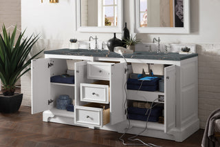 73.25 Inch De Soto Freestanding Vanity in Bright White / Parisien Bleu Top