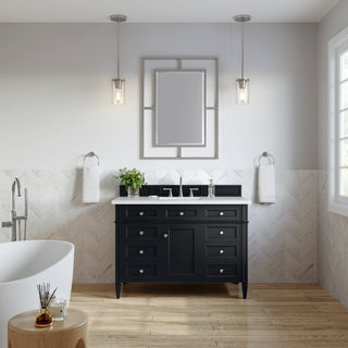 48 Inch Brittany Freestanding Vanity in Black Onyx / White Zeus Top
