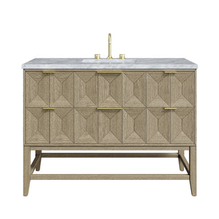 48 Inch Emmeline Freestanding Vanity in Pebble Oak / Carrara White Top
