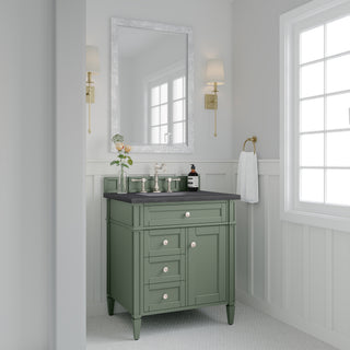 30 Inch Brittany Freestanding Vanity in Smokey Celadon / Charcoal Soapstone Top
