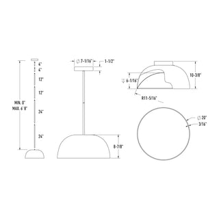 20in 2-1 Pendant and Flush mount, Universal driver - White