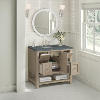36 Inch Breckenridge Freestanding Vanity in Whitewashed Oak / Parisien Bleu Top