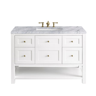 48 Inch Breckenridge Freestanding Vanity in Bright White / Carrara White Top