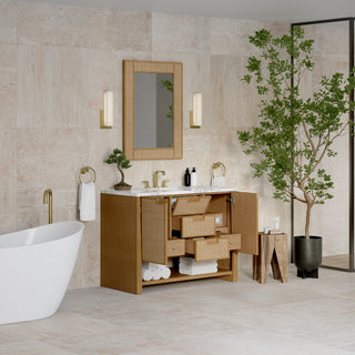 48 Inch Solene Freestanding Vanity in Seaside Oak / Carrara White Top