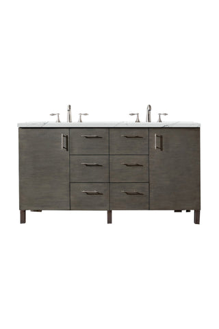 60 Inch Metropolitan Dual Mount Vanity in Silver Oak / Ethereal Noctis Top