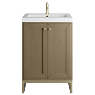 23.63 Inch Chianti Freestanding Vanity in Walnut Whisper / White Glossy Top
