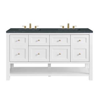 60 Inch Breckenridge Freestanding Vanity in Bright White / Charcoal Soapstone Top